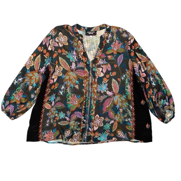 Johnny Was Blouse‎ Embroidered Floral Boho Tunic Long Sleeve Top - Picture 2 of 7